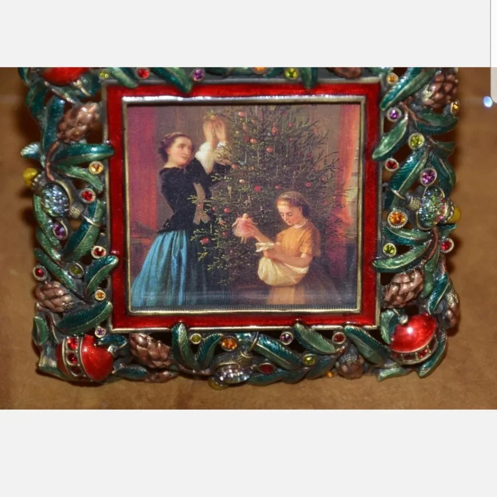 RARE EXQUISITE JAY STRONGWATER CHRISTMAS ORNAMENTS HOLIDAY GOLD CRYSTAL FRAME